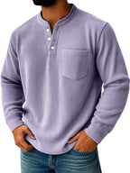 Dustin - Men's Ribbed Long Sleeve Henley Shirt 4