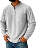 Dustin - Men's Ribbed Long Sleeve Henley Shirt 5