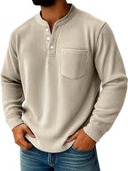 Dustin - Men's Ribbed Long Sleeve Henley Shirt 6