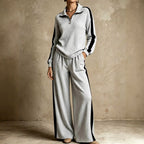 Edith - Women's Ribbed Half-Zip Wide Leg Matching Set 4