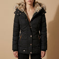 Eliana - Women's Quilted Puffer Jacket with Faux-Fur Hood