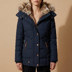 Eliana - Women's Quilted Puffer Jacket with Faux-Fur Hood