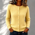 Eline - Women's Cable Button-Up Cropped Cardigan 1