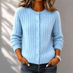 Eline - Women's Cable Button-Up Cropped Cardigan 2