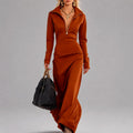Elke - Women's Long Sleeve Zip-Neck Maxi Dress 1
