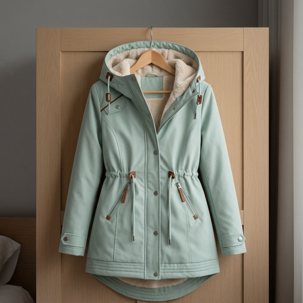 Elliana - Women's Drawstring Parka with Sherpa-Lined Hood