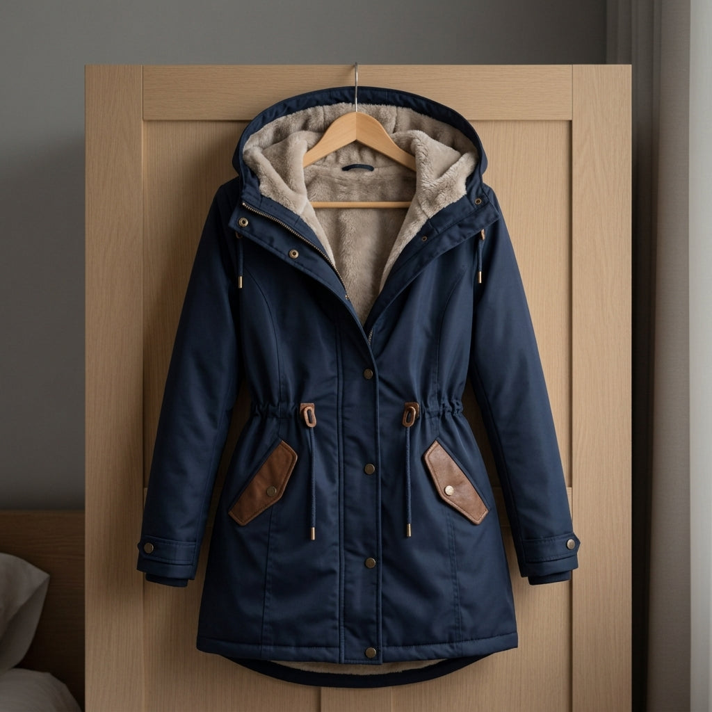 Elliana - Women's Drawstring Parka with Sherpa-Lined Hood