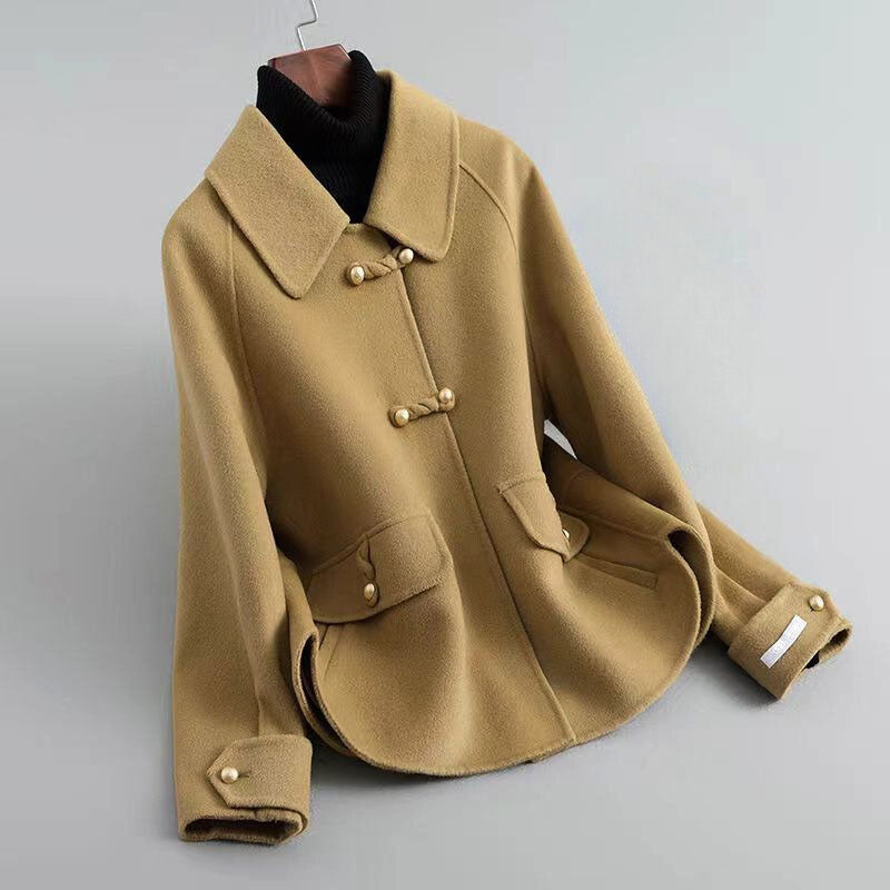 Eloise- Women's Toggle-Button Wool Coat with Notch Collar