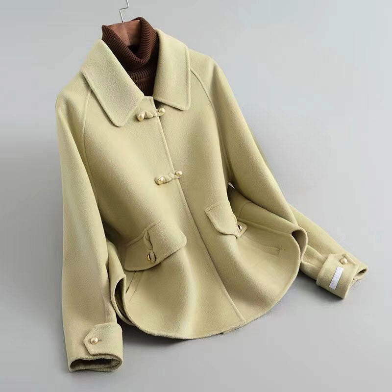 Eloise- Women's Toggle-Button Wool Coat with Notch Collar