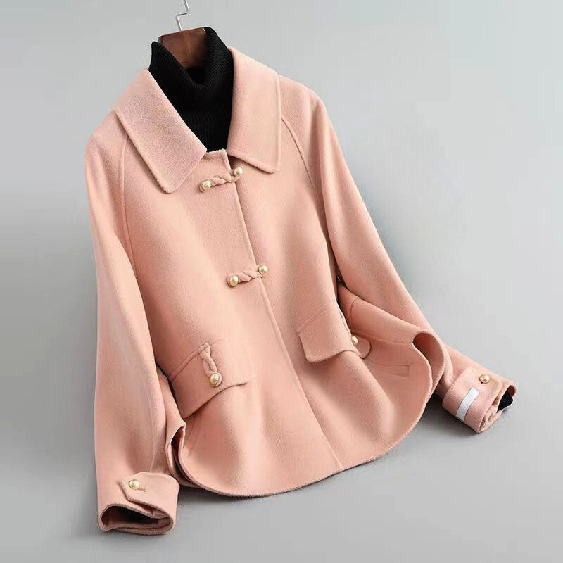 Eloise- Women's Toggle-Button Wool Coat with Notch Collar