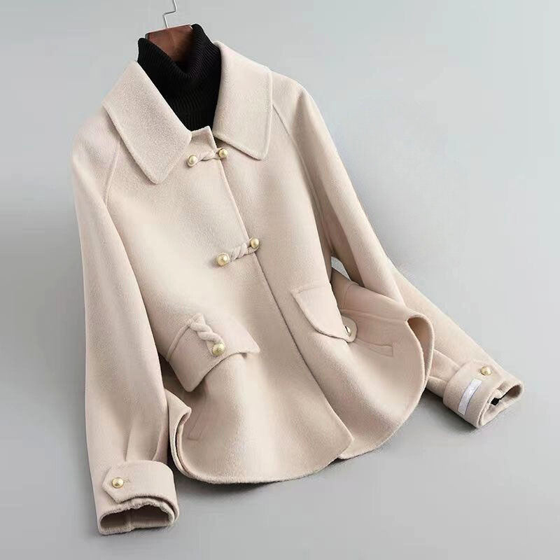 Eloise- Women's Toggle-Button Wool Coat with Notch Collar