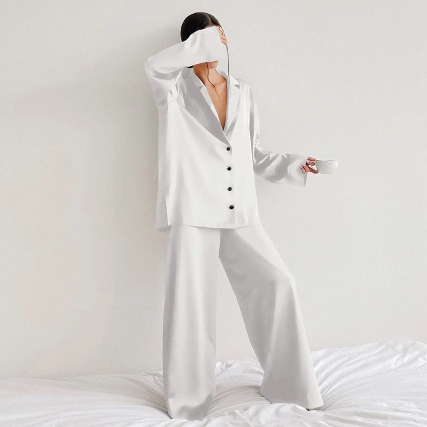 Elowyn - Women's Silk Wide-Leg Pajama Set