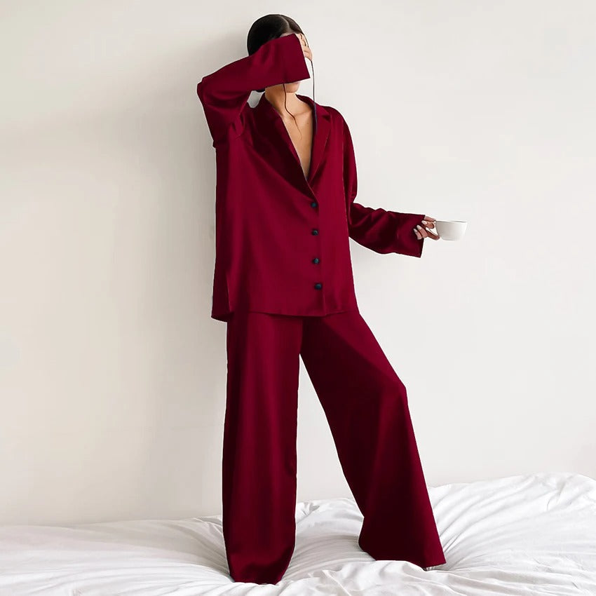 Elowyn - Women's Silk Wide-Leg Pajama Set