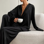 Elowyn - Women's Silk Wide-Leg Pajama Set