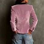 Emerald - Women's Velvet Tailored Blazer Jacket 3