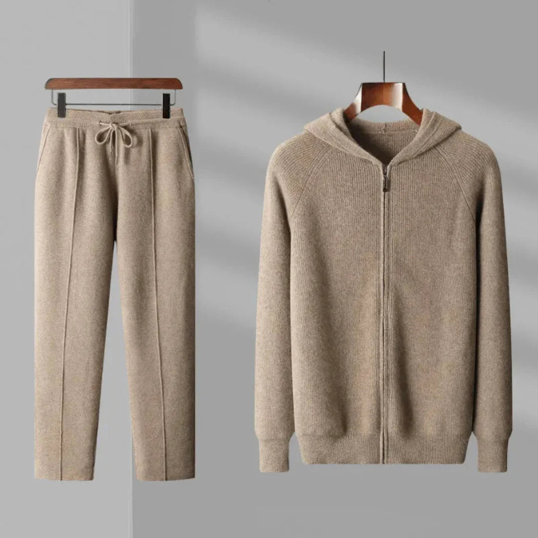 Emilio - Men's Ribbed Wool Zip Hoodie & Drawstring Trousers Set