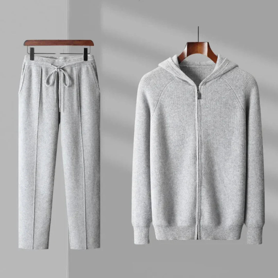 Emilio - Men's Ribbed Wool Zip Hoodie & Drawstring Trousers Set