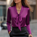 Emily - Women's Tie-Neck Long Sleeve Blouse