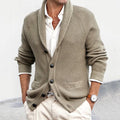 Enzo - Men's Ribbed Shawl Collar Cardigan Sweater 1