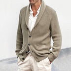 Enzo - Men's Ribbed Shawl Collar Cardigan Sweater 4