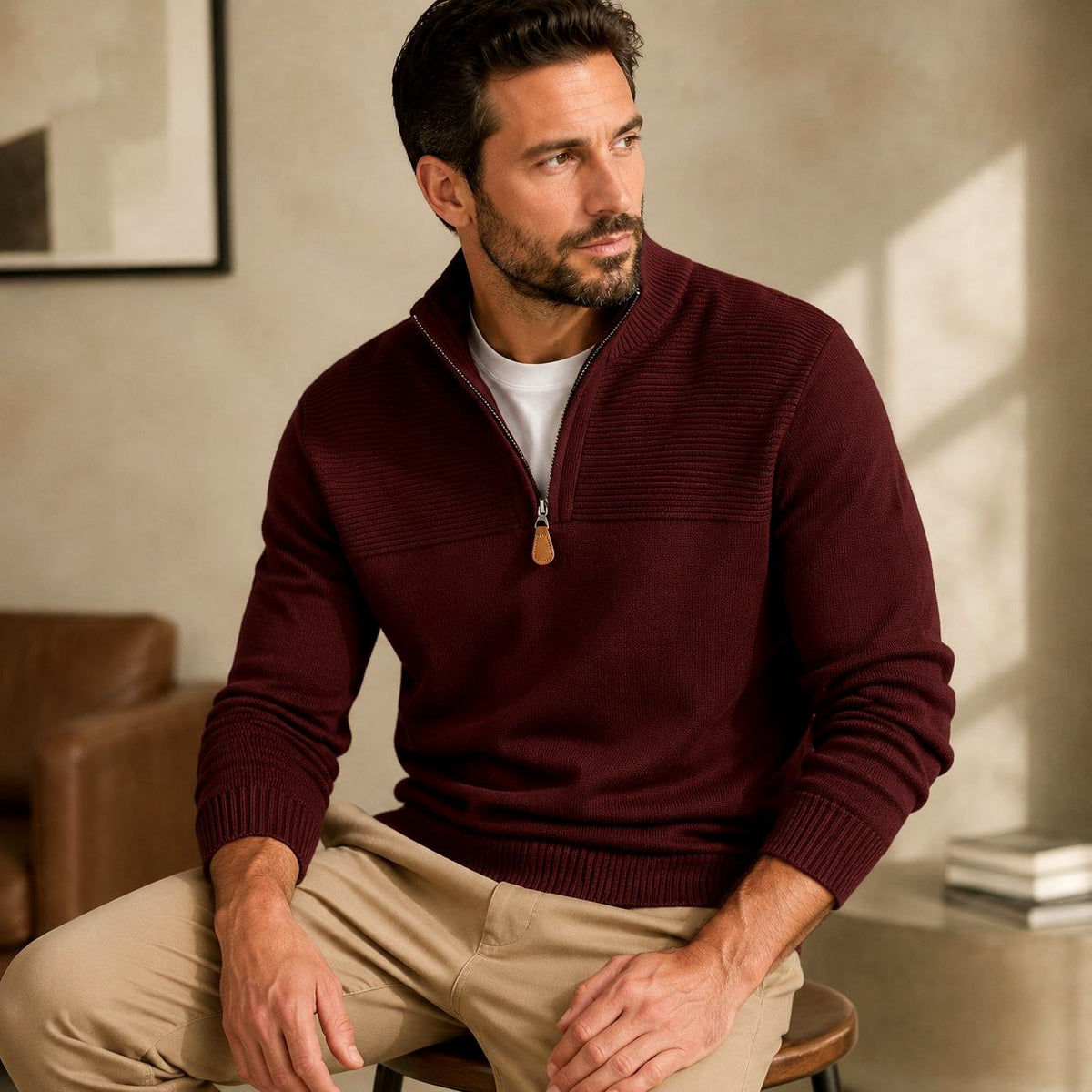 Ernie - Men's Half-Zip Slim Fit Sweater 4