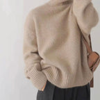 Estelle - Women's Cashmere Turtleneck Sweater with Ribbed Cuffs