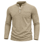 Ethan - Men's Button Henley Long Sleeve Shirt  1