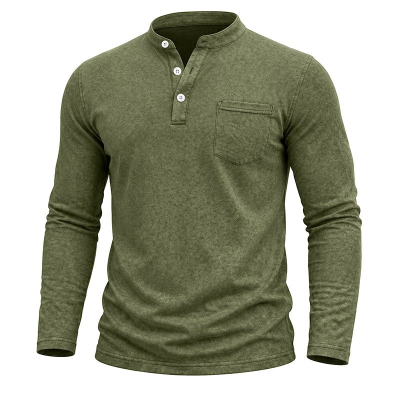 Ethan - Men's Button Henley Long Sleeve Shirt  3
