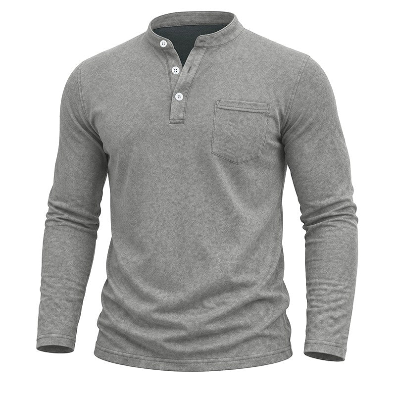 Ethan - Men's Button Henley Long Sleeve Shirt  4