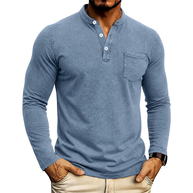 Ethan - Men's Button Henley Long Sleeve Shirt  6