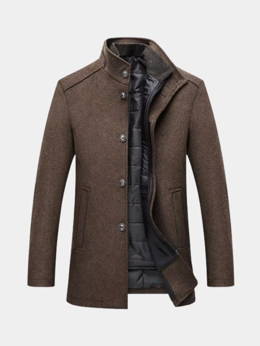 Everard - Men's Quilted-Lined Wool Blend Coat with Stand Collar