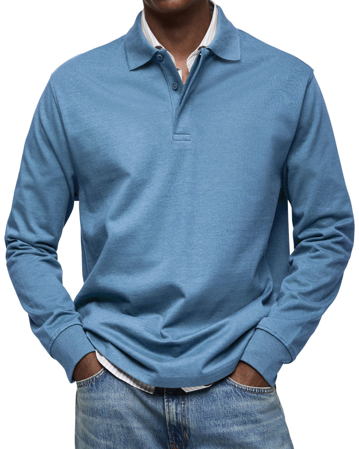 Everardo - Men's Long-Sleeve Polo with Contrast Collar