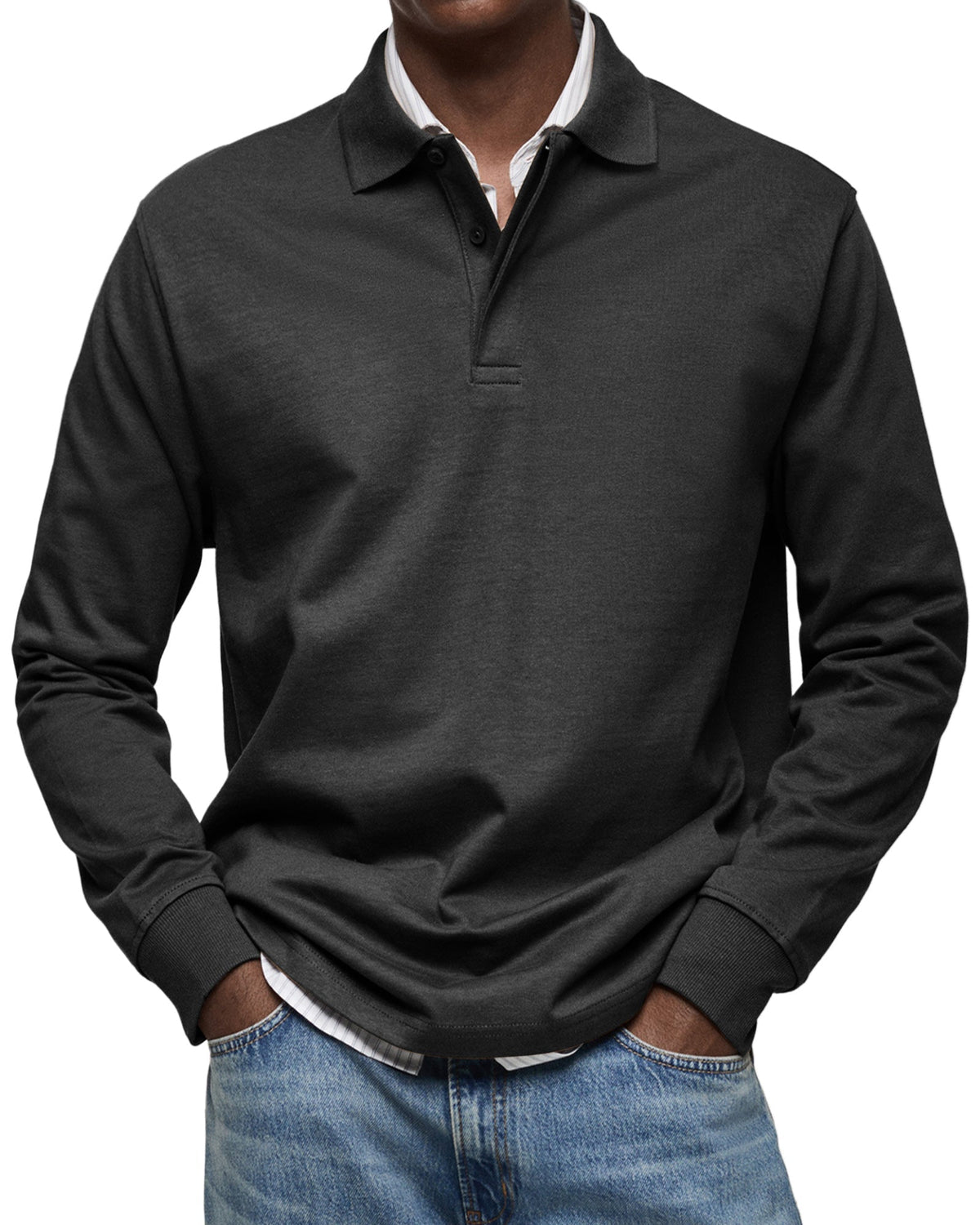 Everardo - Men's Long-Sleeve Polo with Contrast Collar