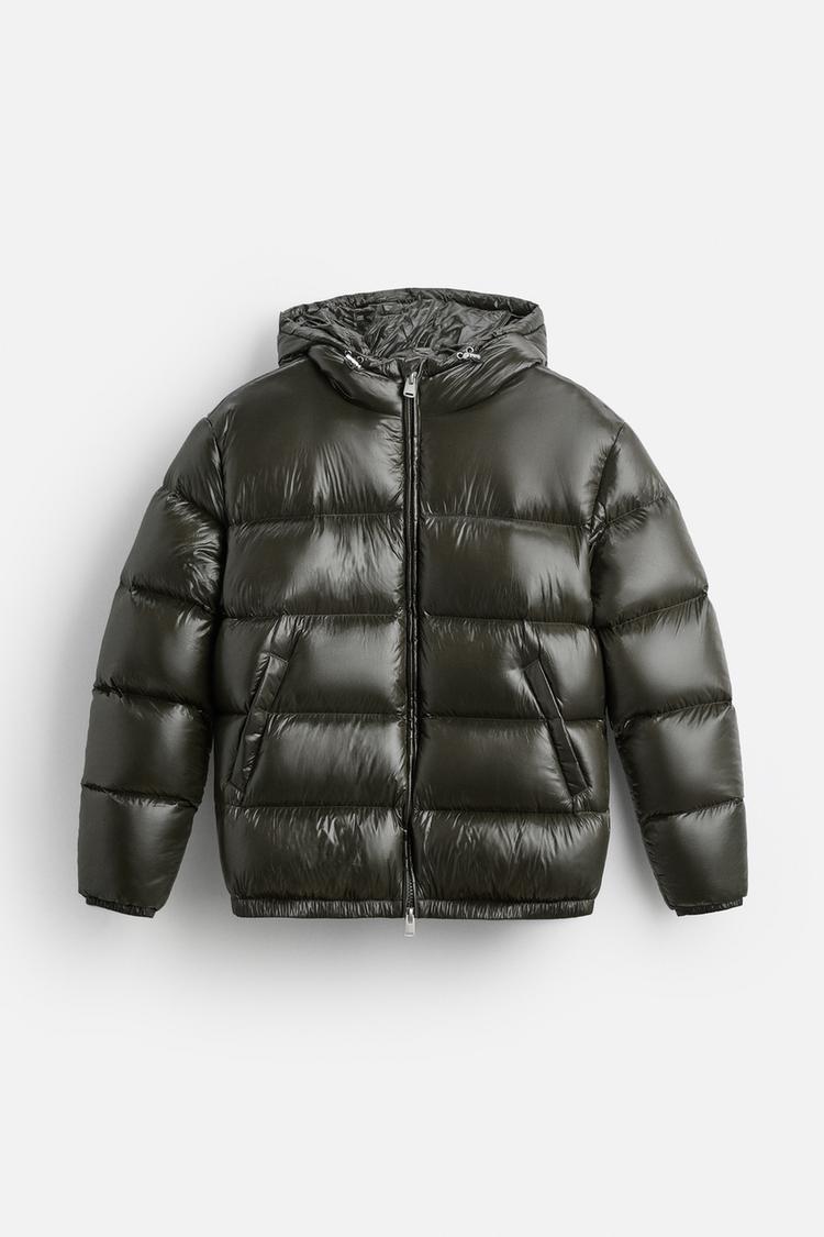 Everett - Men's Glossy Channel-Quilted Puffer Jacket with Hood