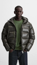 Everett - Men's Glossy Channel-Quilted Puffer Jacket with Hood
