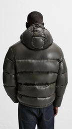 Everett - Men's Glossy Channel-Quilted Puffer Jacket with Hood