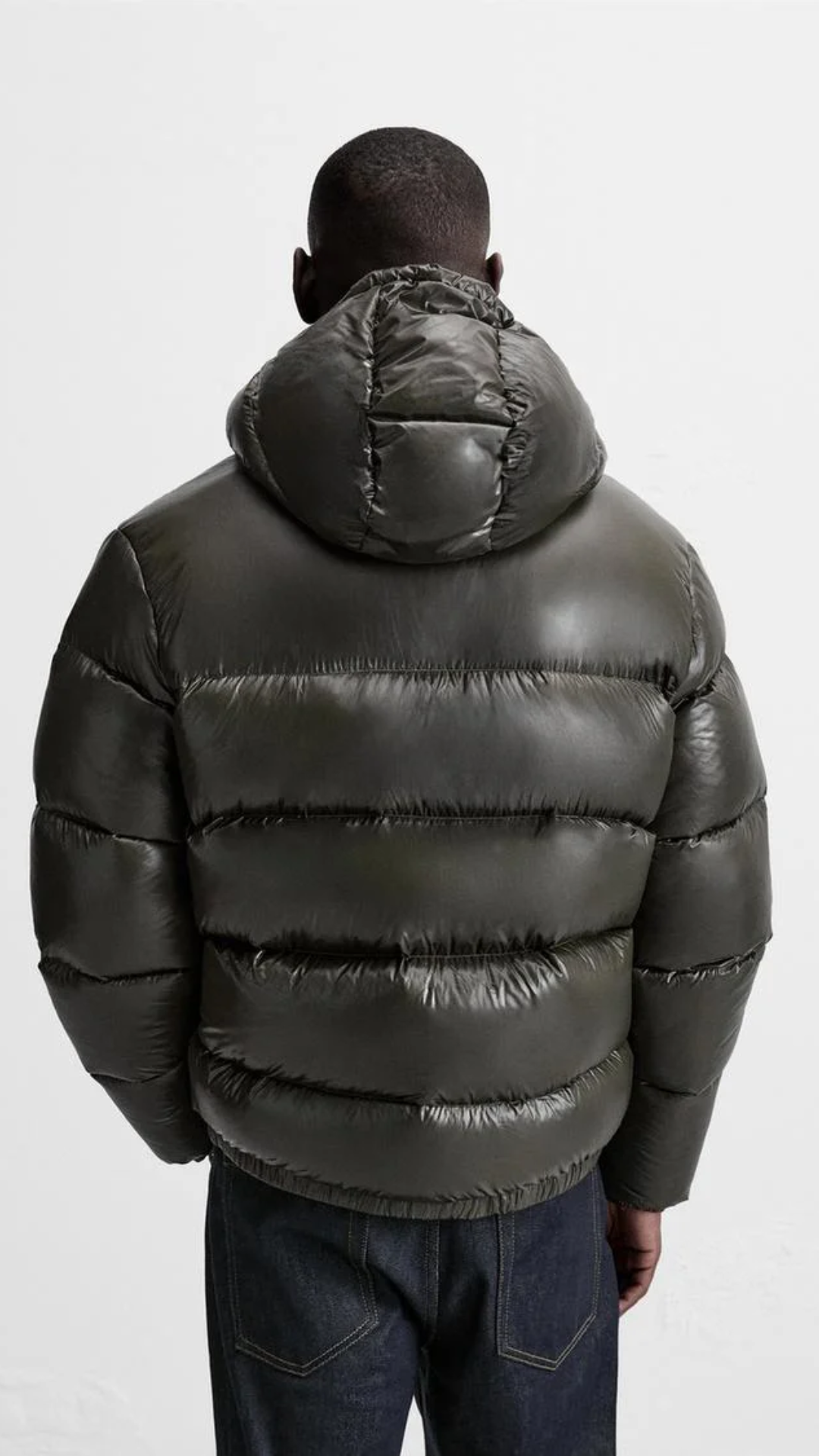 Everett - Men's Glossy Channel-Quilted Puffer Jacket with Hood