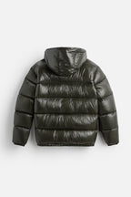 Everett - Men's Glossy Channel-Quilted Puffer Jacket with Hood