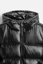 Everett - Men's Glossy Channel-Quilted Puffer Jacket with Hood