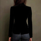 Everly - Women's Velvet Blazer with Floral Embroidered Lapels