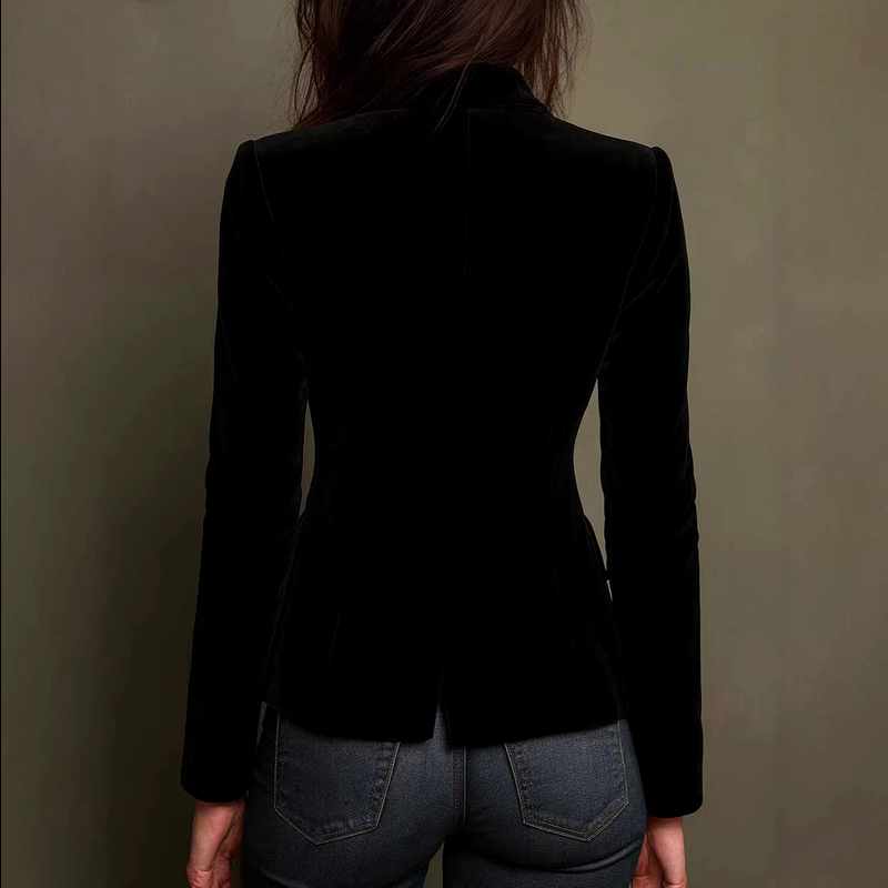 Everly - Women's Velvet Blazer with Floral Embroidered Lapels