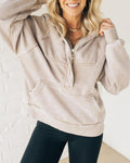 Fiona - Women's Acid Wash Half-Zip Hoodie with Ribbed Cuffs