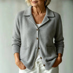 Freya - Women's Notched Collar Button-Front Knit Cardigan 5