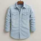 Garrett - Men's Button-Front Denim Shirt with Chest Pockets