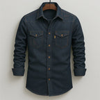 Garrett - Men's Button-Front Denim Shirt with Chest Pockets