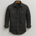 Garrett - Men's Button-Front Denim Shirt with Chest Pockets