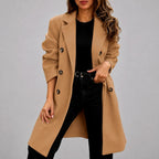 Gemma - Women's Notched Lapel Double-Breasted Coat 1
