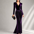 Genevieve - Women's V-Neck Ruched Mermaid Gown