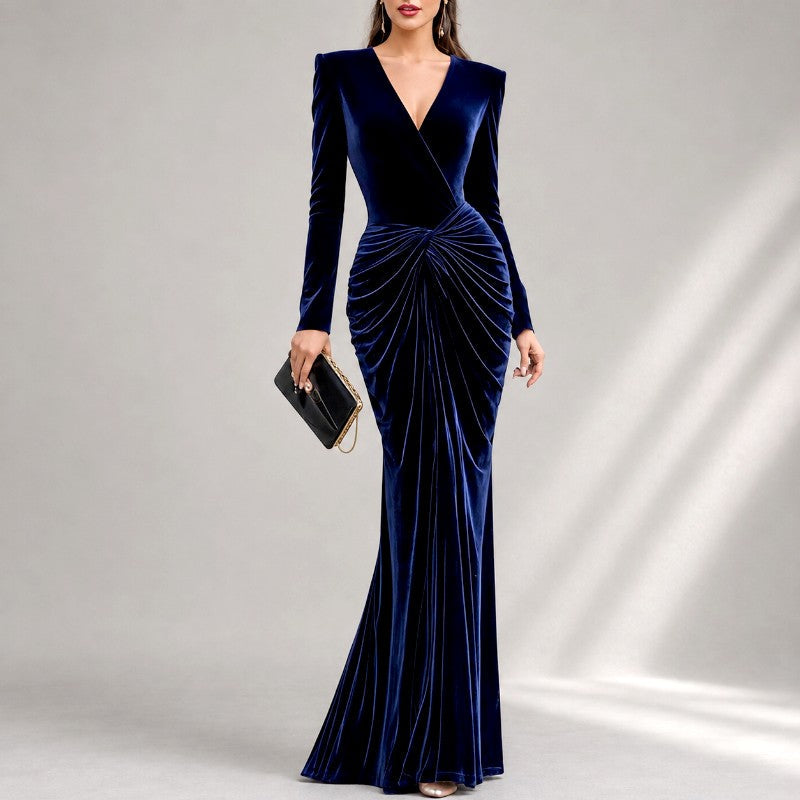 Genevieve - Women's V-Neck Ruched Mermaid Gown