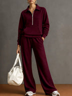 Genna - Women's Collared Half-Zip Matching Set 2